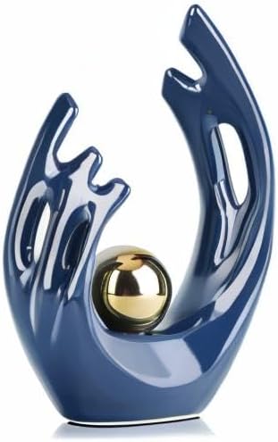 12" H Navy Blue Aesthetic Room Decor Accent, TV Stand Funky Table Centerpiece, Abstract Art Ceramic Statue and Sculpture, Blue Decor for Living Room, Bookshelf Decorative Objects, Shelf Decorative