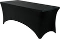 VidaFete Spandex Tablecloth 4FT, Fitted Stretch Table Cover for Rectangle Tables, Wrinkle Resistant and Washable Tablecloths for Outdoor, Picnic, Party, Wedding, Banquet, Birthday, Black