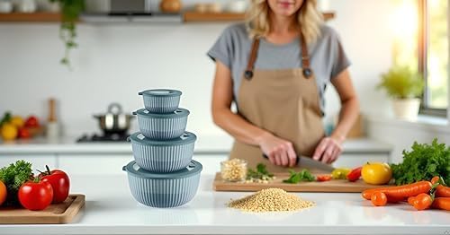 Mixing Bowls with Airtight Lids – 8 Piece Nesting Kitchen Set – BPA-Free, Leak-Proof & Stackable – Dishwasher, Microwave & Freezer Safe