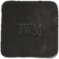 Ox & Pine Personalized Leather Coaster - Sold Individually or in Sets of 4 - Customize Inscription - 100% Full-Grain Leather – 4" Round or 4" Square (Square, Black, 1 Individual Coaster)