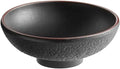 Heika Matte Black Stoneware Bowl, 35 oz, Textured with Iridescent Banded Rim, Dishwasher and Microwave Safe, 8 Inch Diameter, 12 per Case