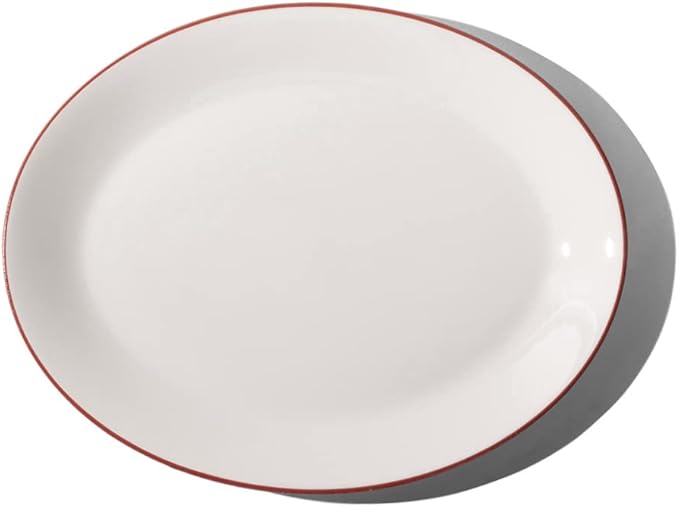 Made In Cookware - Serving Platter - White With Red Rim - Porcelain England
