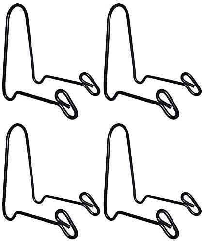 Artliving (4 Pack Black Display Stand Easel Iron Bowl Stands for Display Medium Deep Bowls, Platters and Deep Dishes