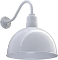 Steel Lighting Co. Hollywood Bowl Light | Outdoor Wall Mounted | 15 inch Bowl Dome | 16 inch Gooseneck | Barn Light Made in America | White Exterior/White Interior