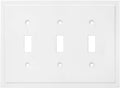 Henne Bery Modern Edge Decorative Wall Plate Switch Plate Outlet Cover, Durable Solid Zinc Alloy (Triple Toggle, White)