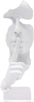 aboxoo Silence is Gold Thinker Statue, Modern and Simple Resin Things, Creative Abstract Figurine Sculptures for Entrance, Creative Room Home, Office Study, Piano Decor (White)