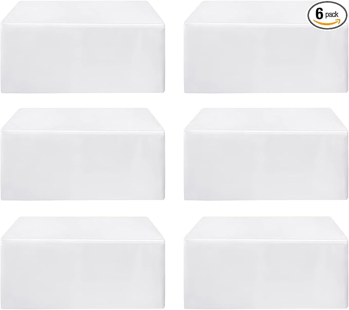 HolidayIdeas Fitted White Table Clothes - 72 x 30 Inch - 6 Pack Rectangle Table Covers for 6 Foot Tables, Polyester Fabric Tablecloths for Parties, Wedding, Trade Show, Craft Show