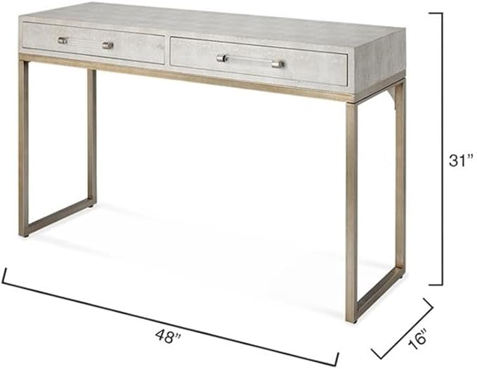 Eden Home 2-Drawer Transitional Faux Leather Console Table in Cream