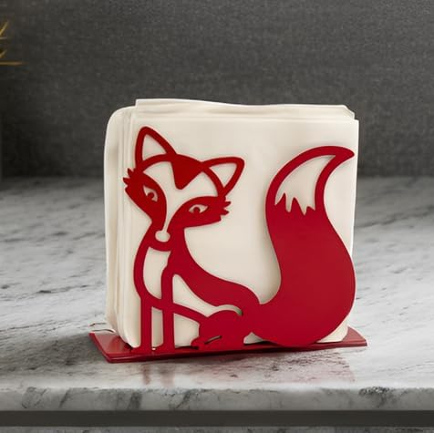 Mango Steam Tabletop Napkin/Tissue & Letter Holder for Home, Kitchen, Restaurants (Fox, Red)