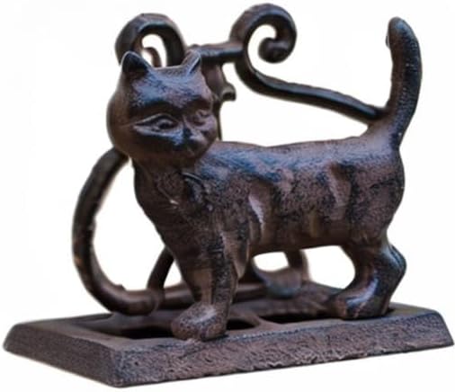 Exquisite Vintage Cast Iron Napkin Holder With Playful Standing Animal Motif - Elevate Elegance And Functionality In Your Table Setting (Cat)
