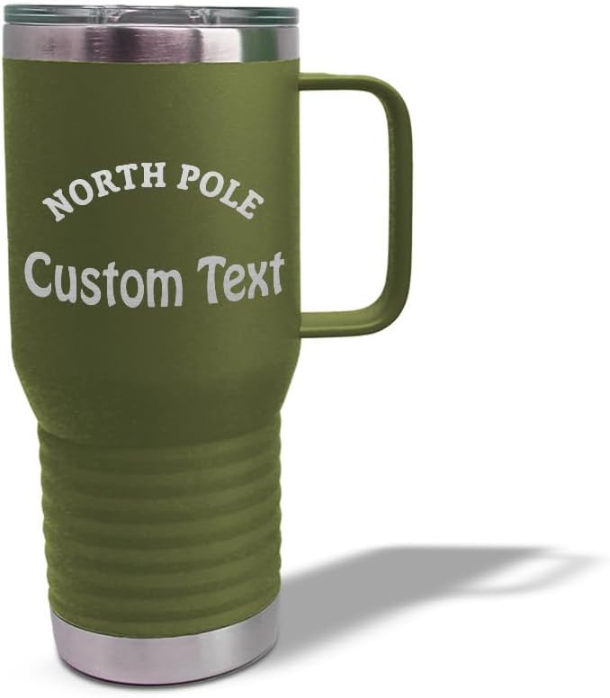 Custom Tumbler Cups with Straw North Pole Social Club Christmas Xmas Coffee Tumbler with Lid Personalized Insulated Travel Mugs Engraved Stainless-Steel 20 Oz Forest Green Personalized Text Here