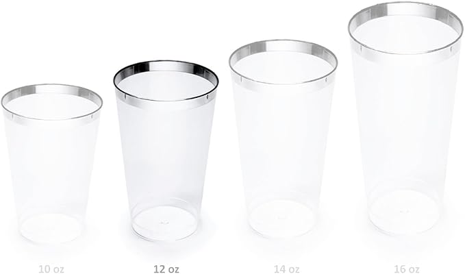 " OCCASIONS " 320pcs set (40 Guests)-Extra Heavyweight Vintage Wedding Disposable/Reusable Plastic Plates (40 x 11'' + 40 x 8.25'')+Silverware+12oz Cups+Napkins (Chateau Collection White)