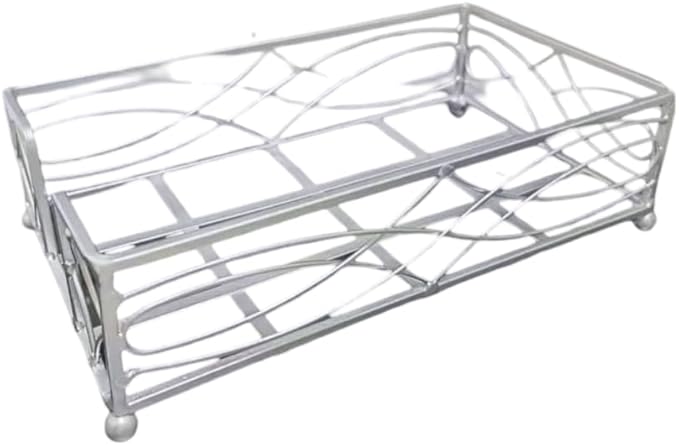 Elegant Sturdy Guest Napkin Holder | Silver | Disposable Paper Hand Towel Storage Tray Caddy | Premium Quality | Bathroom Kitchen Dining Table Wedding Party Hotel Office décor