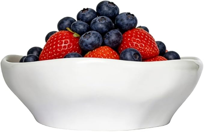 Salad Bowl,9 inch 45 oz Large Serving Bowl Set, Deep Bowl for Kitchen, White Ceramic Bowl Set for Soup, Cereal, Ramen, Pasta, Salad, Dishwasher & Microwave Safe, Easy Clean