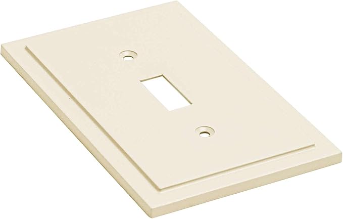Henne Bery Modern Edge Decorative Wall Plate Switch Plate Outlet Cover, Durable Solid Zinc Alloy (Single Toggle 2PK, Light Almond)