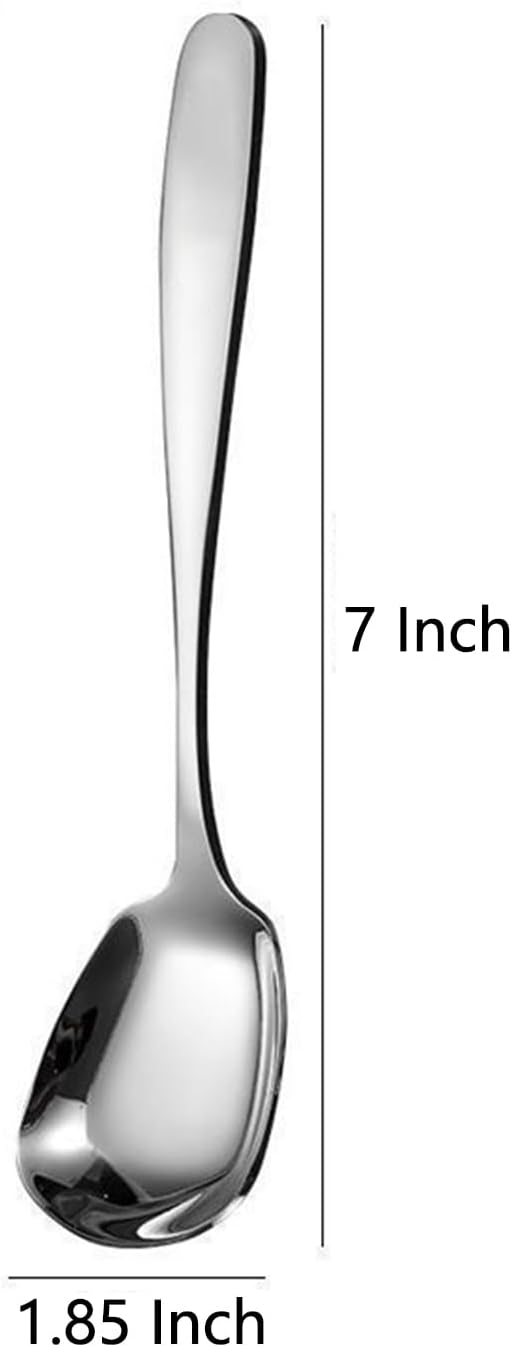 Square Head Spoons, Korean style Square Sugar Spoon,Thick Heavy Stainless Steel Soup Spoons Table Spoons Flat Square Spoon,7 Inch,Set of 4.