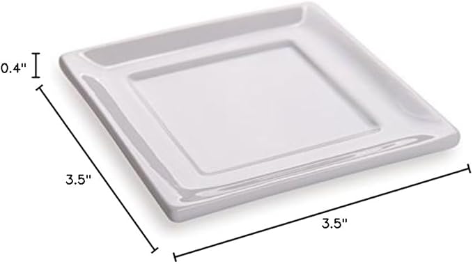 Restaurantware 3.5 Inch Appetizer Plates 10 Flat Square Plates - Glossy Finish Chip-Resistant White Porcelain Small Plates For Desserts Samples Or Tastings
