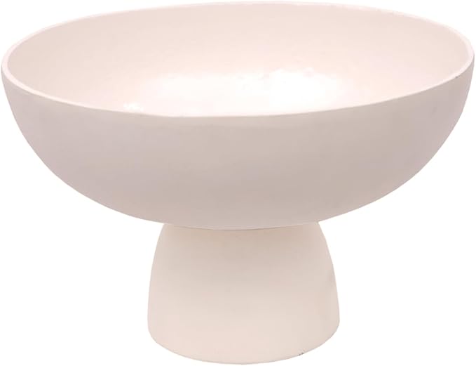 CG Hunter Medium Crème Footed Bowl, Elegant Aluminum Serving Dish, Perfect for Home Decor, Dining Table Centerpiece, Fruit Display, Salad Serving, and Decorative Kitchen Accents