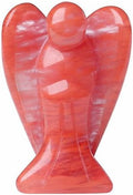 YATOJUZI 2" Cherry Quartz Angel Decor Crystals Polished Natural Stone Sculpture Statue Home Room Office Desk Decoration Guardian Hand Carved Cute Figurines Energy Reiki Gifts for Women Men