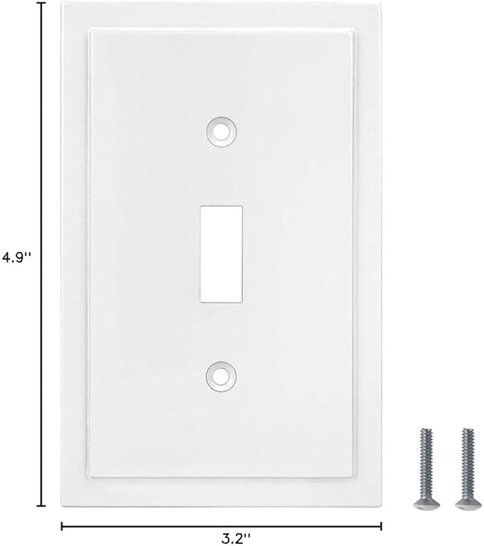 Henne Bery Modern Edge Decorative Wall Plate Switch Plate Outlet Cover, Durable Solid Zinc Alloy (Single Toggle 3PK, White)