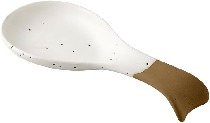 Ceramic Spoon Rest 10 Inches, Ceramic Spoon Rest for Stove Top, Large Spoon Holder for Kitchen Counter, Utensil Rest for Ladles, Spatula, Tong, Kitchen Decor and Accessories