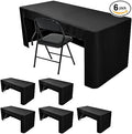 Nasitos 6 Pack Black Tablecloth for 8FT Trade Show Table Covers-Open Back Folding Tablecloths Washable Fabric and Wrinkle Resistant Table Covers for Craft Show, Display Table, Parties, Birthday