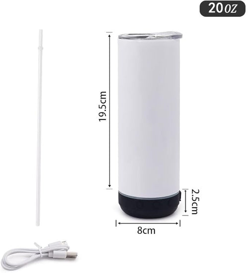 1 Pack 20oz Black Music Speaker Sublimation Blank Tumbler,Straight with Straw and Lid,Speaker Tumbler Cup with Detachable for Valentine's,Father's Day,Mother's Day,Birthday Gift