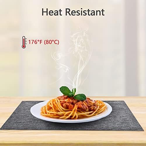DACHUI Placemats Set of 4, Linen Look Woven Place Mats, Water Resistant, Heat Resistant, Washable, Durable Table Mats (Grey)