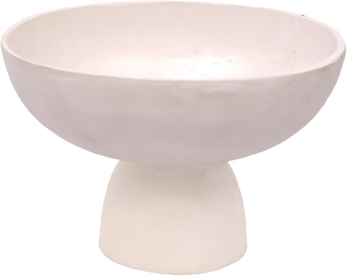 CG Hunter Large Crème Footed Bowl, Elegant Aluminum Serving Dish, Perfect for Home Decor, Dining Table Centerpiece, Fruit Display, Salad Serving, and Decorative Kitchen Accents