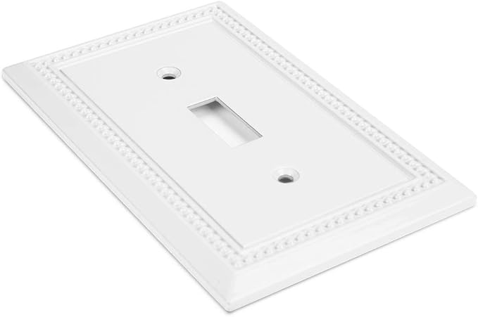 Henne Bery Sunken Pearls Heavy Duty Decorative Wall Plate Switch Plate Outlet Cover (Single Toggle, 2 Pack, White)