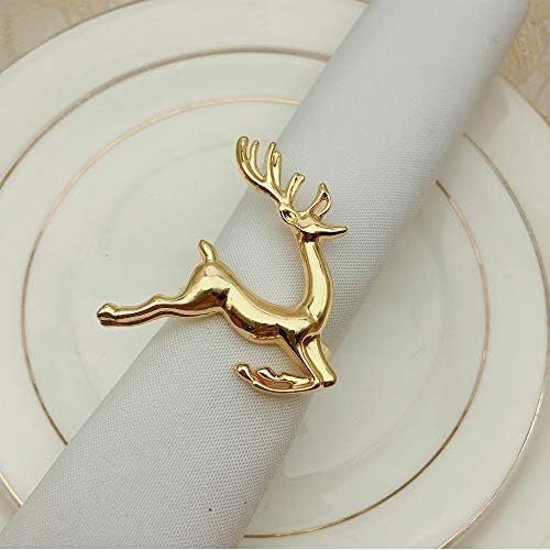 Napkin Rings Set of 6 Silver Set of 6 Napkin Rings Christmas, Holidays, Thanksgiving (Deer-3)