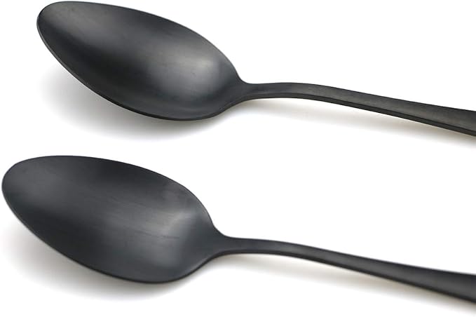 JASHII Modern Royal 20 Pcs Matte Black 18/10 Stainless Steel Utensils Cutlery Dinnerware Set w/ 4 Pcs Straw, Knife Fork and Spoon Flatware Set for Wedding Festival Christmas Party Service for 4