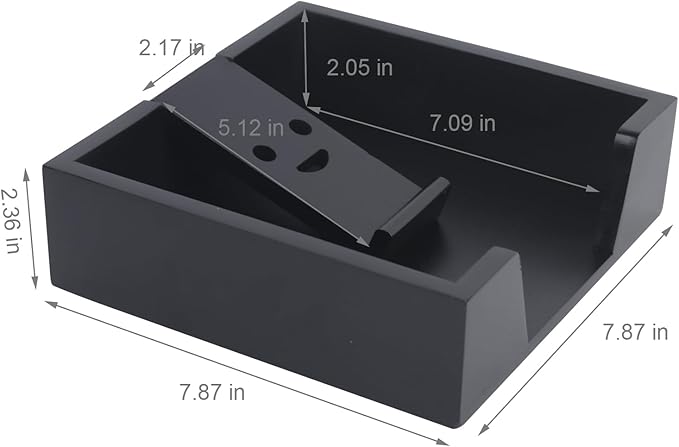 Bamboo Flat Napkin Holder with Weighted Arm Decorative Napkin Tray Dispenser for Table Kitchen Bathroom Dinning (black)