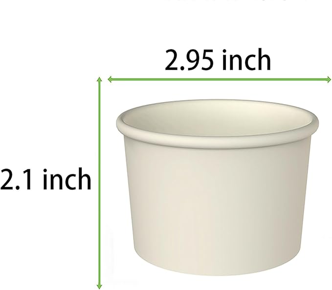 Axe Sickle 200 Pcs 4 Ounce Paper Ice Cream Cups Disposable Dessert Bowls for Hot or Cold Food, Sundae, Frozen Yogurt, Soup, White