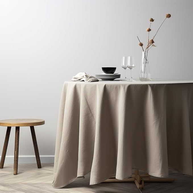 EVERLY 100% Pure Linen Round Tablecloths 70Inch Round Machine Washable Tablecloth for Thanksgiving,Decorative Halloween,Buffet Parties,Picnic,Events,Weddings and Restaurants-Natural Linen