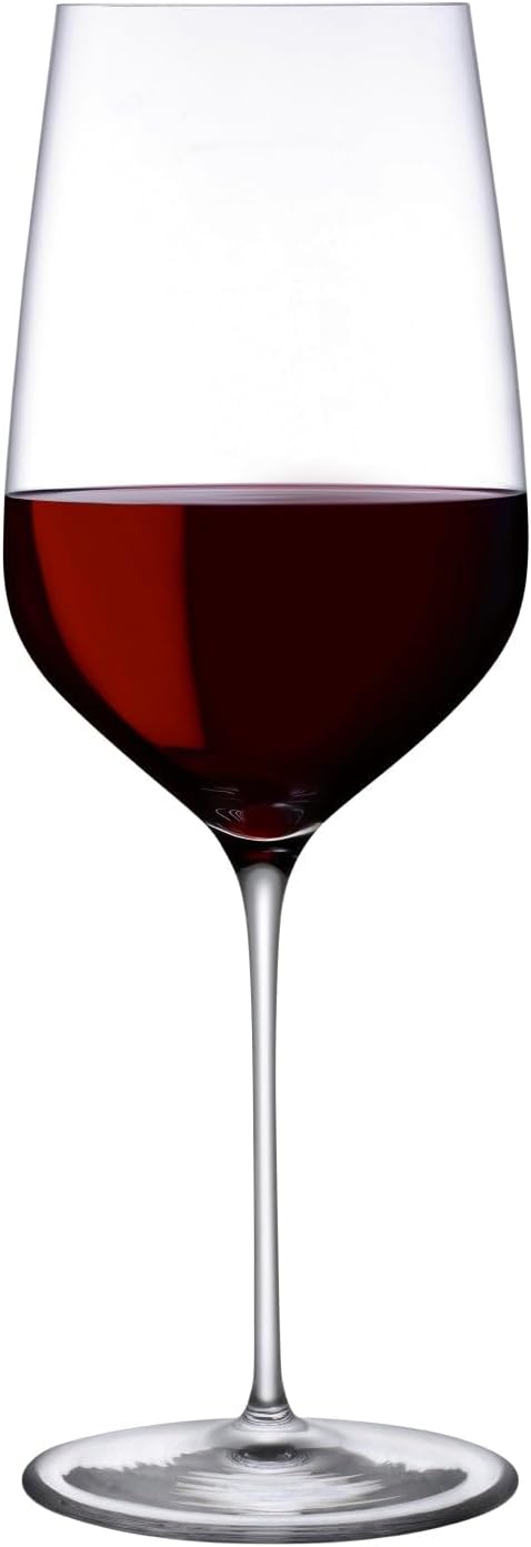 NUDE Wine Glass, Stem Zero Masterglass – Crystal Long Stem Red and White Wine Glass for Any Wine and Champagne, Lead-Free, Dishwasher Safe, 14.25 oz