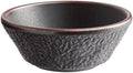 Heika Black Matte Textured Stoneware Bowl, 16 oz, Round, Banded Rim, Oven Safe, 12 per Case