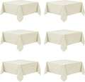 6-Pack Ivory Tablecloths for Square Tables, 54 x 54 Inches, Stain-Resistant Polyester Fabric for 2 Foot Tables - Washable Table Covers for Weddings, Banquets, Birthday Parties, Events