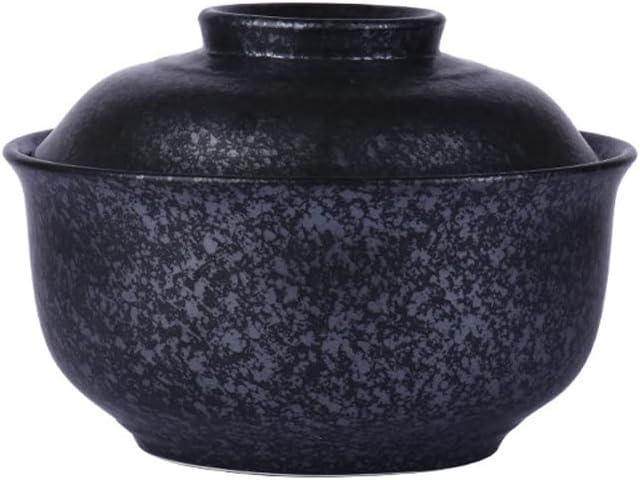 6.5 inch Retro Ceramic Ramen Bowl with Lid,Japanese Style Personalized Dinnerware For Noodle Rice Porridge Soup Fruit Sala (6.5inch, F)