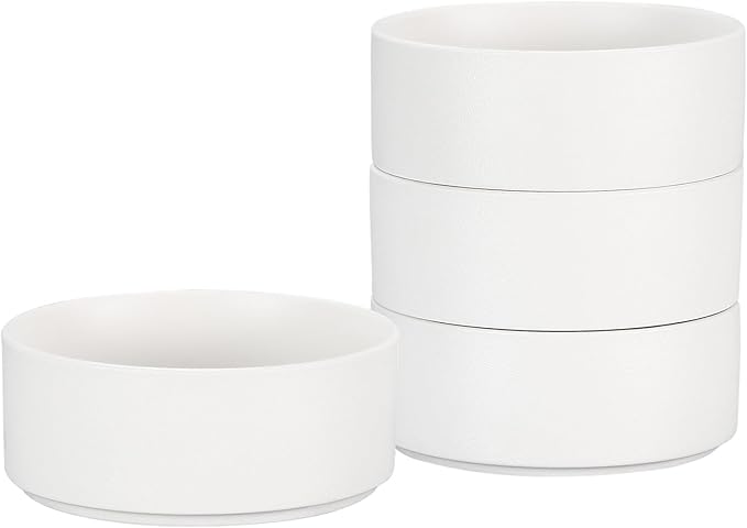 GZG Ceramic Cereal Bowls Set of 4,6 Inch Stoneware Soup Bowls,Dishwasher and Microwave Safe,Stackable,Scratch Resistant for Oatmeal,Fruit,Salads and Rice(Frosted Matte White)