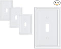 4-Pack Single Toggle Light Switch Cover Plate, Durable Solid Zinc Alloy Decorative Switch Plate Covers, Pure White 1 Gang Wall Plate, Corrosion Resistant