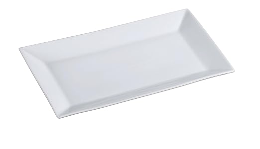 Yanco ML-214 Rectangular Plate, 14" Length x 8" Width, Porcelain, Super White, Pack of 12