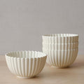 WENSHUO Flower-Shaped Daisy Bowl Set, 5.5-Inch, 17oz Matte Crème - Pack of 4 (Matte Crème)