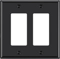 AIDA 2-Gang Decorative Wall Plates, 4.88" H x 4.94" L - Unbreakable Thermoplastic Faceplate Cover for Outlets and Switches, UL Listed - (1 Pack, Glossy Black)