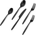 JazzUpCo Ava Flatware Flatware non toxic 18/10 stainless steel dishwasher safe (Matte Black, 8 Person Set (40 Pieces))