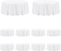 PureFit 10 Pack Round White Table Cloths 120 Inch for Round Tables, Stain and Wrinkle Resistant Table Linens for Home Use, Wedding, Party, Banquet and Camping