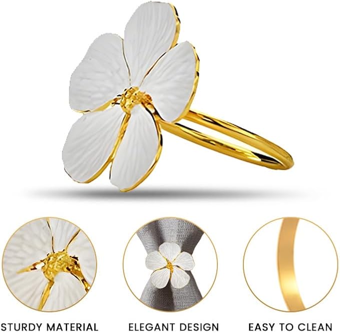 Decozen Set of 4 Gold Napkin Rings in Turtle Design Festive Table Decor Setting for Holiday Wedding, Birthday, Kitchen, Home Decor Housewarming Gift - Mothers Day Decorations