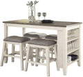 Lexicon Timbre 5-Piece 3-Shelf Wood Counter Height Dining Table Set for 4 in Antique White