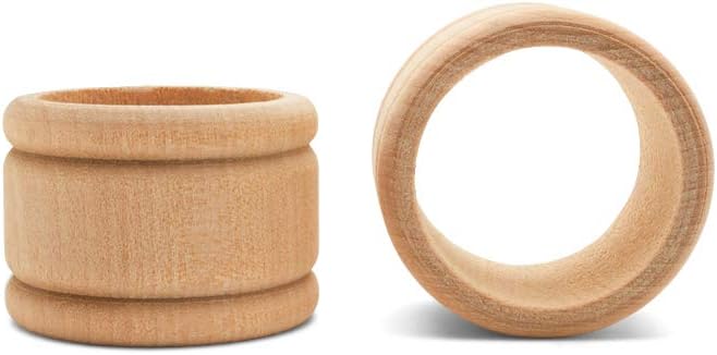 Unfinished Wood Napkin Rings Set of 100, 1-3/4 Inch Wooden Napkin Rings for Decorating and Crafting, Colonial Style, by Woodpeckers