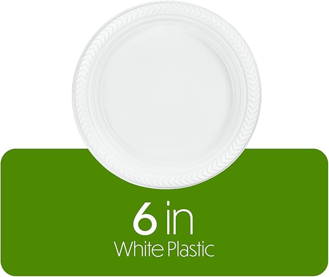 PLASTICPRO 800 PCS White Plastic Round 6 Inch Plates Premium Quality Light Weight Disposable Plastic Dishes Dessert Plates for Parties Weddings